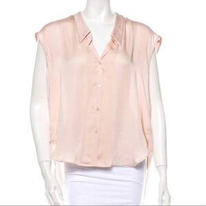 THEYSKENS’ THEORY Light Pink Hi-Low Silk Blouse